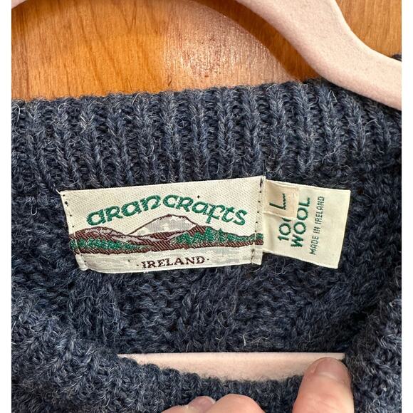 Vintage Mens 100% Wool Fishermans Sweater - Aran Crafts - Large - Picture 4 of 7